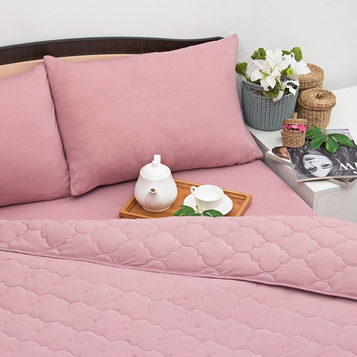 Постельное бельё Brooklin Bed 2 сп, цвет лиловый, простыня на резинке 180х200, одеяло 170х220, 50х70 - 2шт, трикотаж Терри