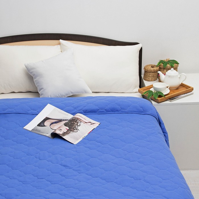 Постельное бельё Brooklin Bed 2 сп, цвет синий, простыня на резинке 180х200, одеяло 170х220, 50х70 - 2шт, трикотаж Терри