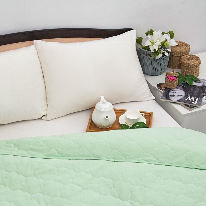 Постельное бельё Brooklin Bed 2 сп, цвет салатовый, простыня на резинке 180х200, одеяло 170х220, 50х70 - 2шт, трикотаж Терри