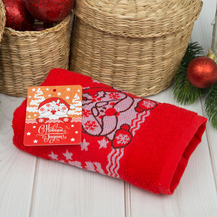 Полотенце махровое Collorista "С Новым годом" 30х70 см 100% хлопок, 370гр/м2