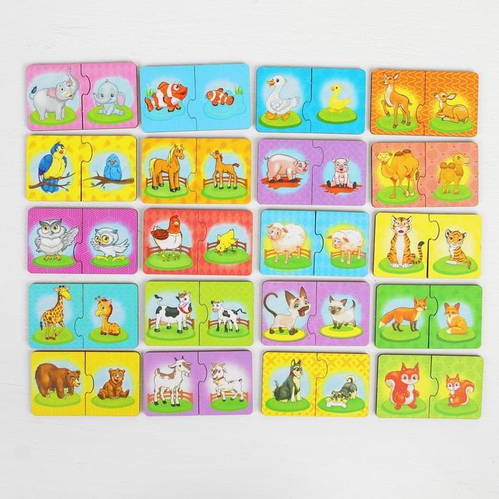 Пазл - набор "Мама и малыш", пазл-двойной, размер парного элемента: 5,3 × 8,8 см