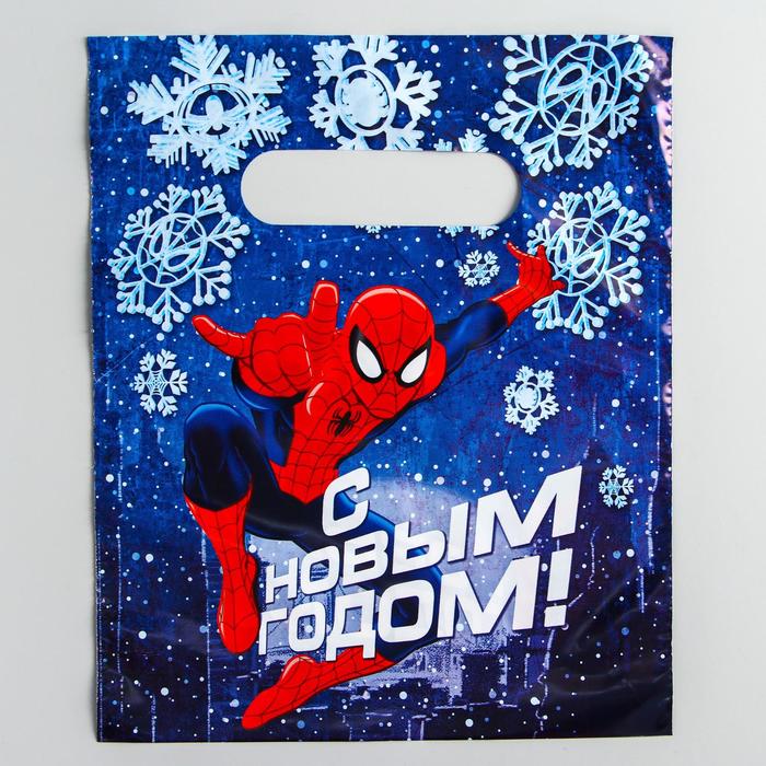 Пакет подарочный полиэтиленовый"С новым годом",Человек-Паук,17х20 см