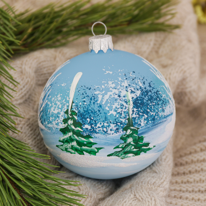 Шар "Лесные звери" пейзаж 8 см