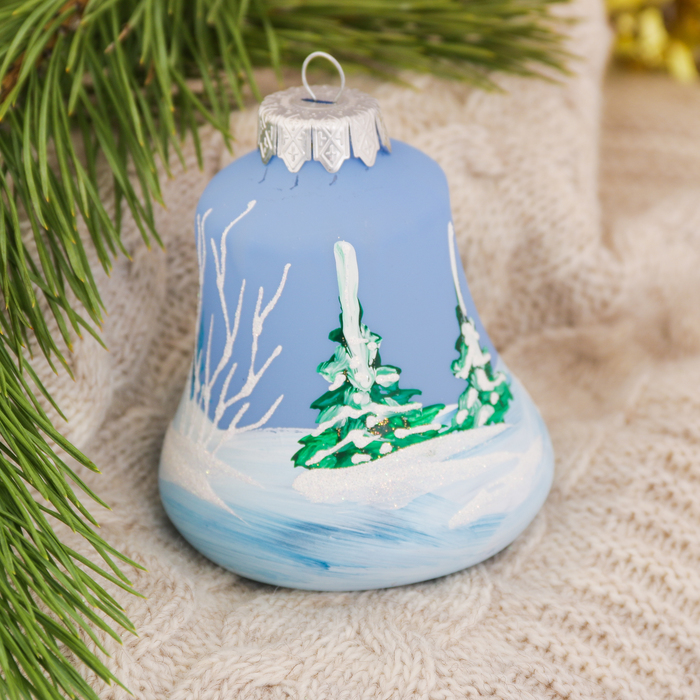 Ёлочная игрушка "Колокольчик с ёлочками" 8 см