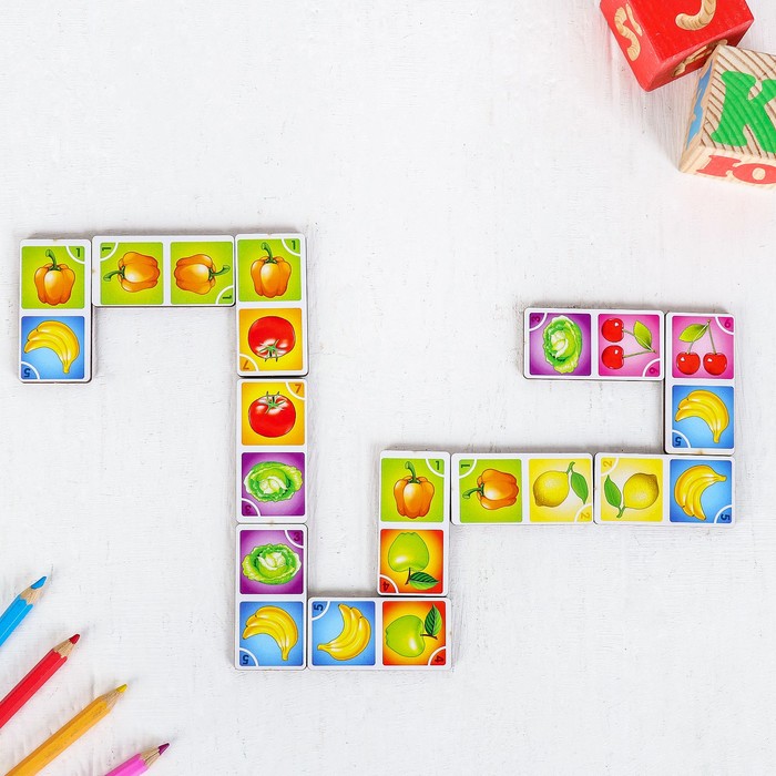 Домино "Овощи, фрукты", 28 шт.