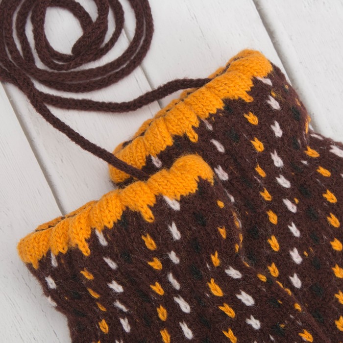 Варежки детские "Детство", размер 14 (р-р произв. 7), цвет коричневый 65542