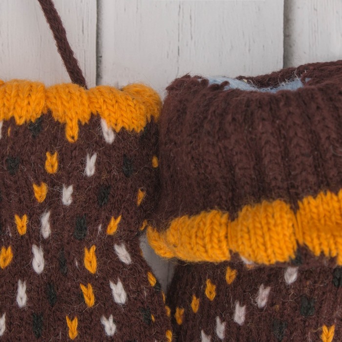 Варежки детские "Детство", размер 14 (р-р произв. 7), цвет коричневый 65542