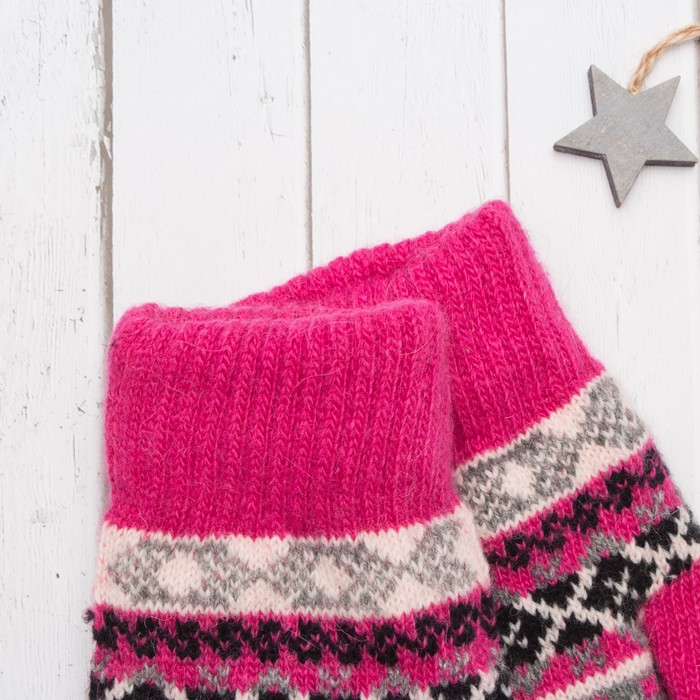 Варежки с подкладом молодёжные "Снегурочка", размер 19 (р-р произв. 9,5), цвет розовый 58710