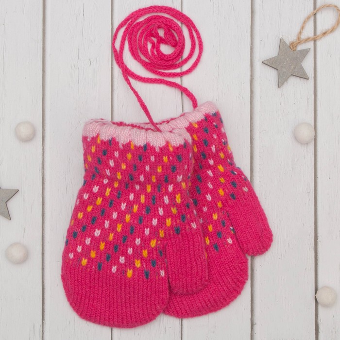 Варежки детские "Детство", размер 14 (р-р произв. 7), цвет фуксия 65542