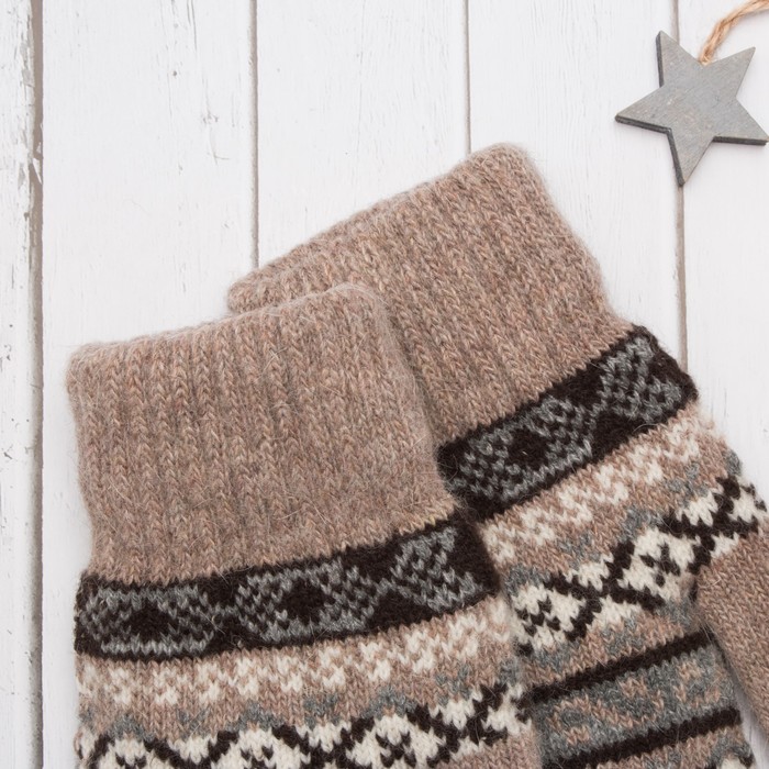 Варежки с подкладом молодёжные "Снегурочка", размер 19 (р-р произв. 9,5), цвет коричневый 58710