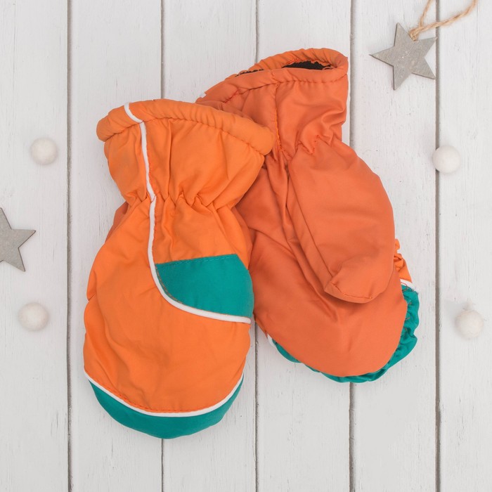 Варежки детские "Кит", размер 18 (р-р произв. 9), цвет оранжевый/бирюзовый 65375