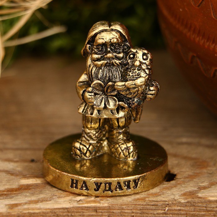 Фигурка миниатюра домовой "На удачу", 3,5 х 3 см