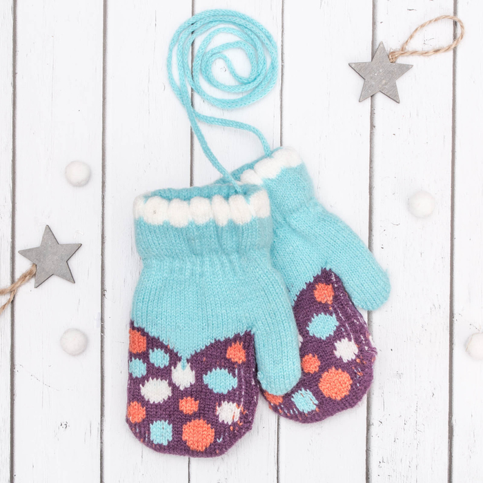 Варежки детские "Пузырек", размер 16 (р-р произв. 8), цвет сиреневый/голубой 65543