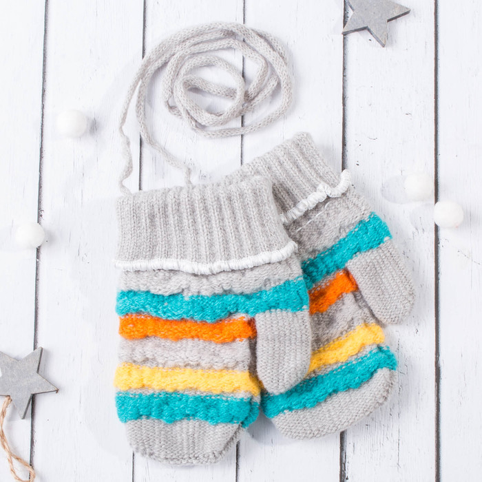 Варежки с подкладом детские "Алиса", размер 13 (р-р произв. 6,5), цвет серый 58849