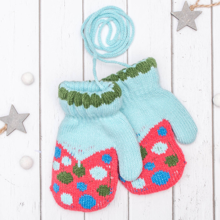 Варежки детские "Пузырек", размер 16 (р-р произв. 8), цвет красный/голубой 65543