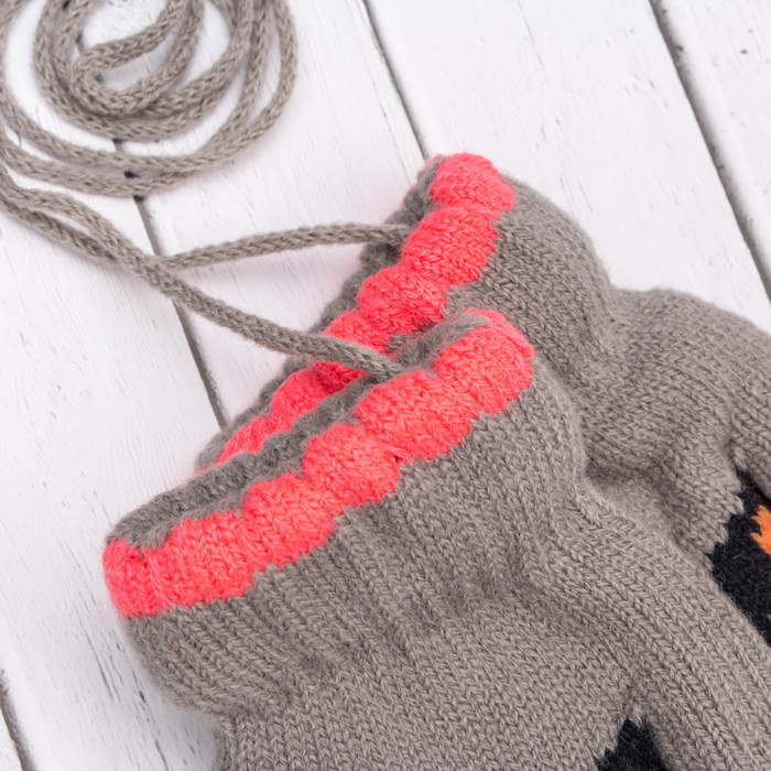 Варежки детские "Пузырек", размер 16 (р-р произв. 8), цвет серый/черный 65543