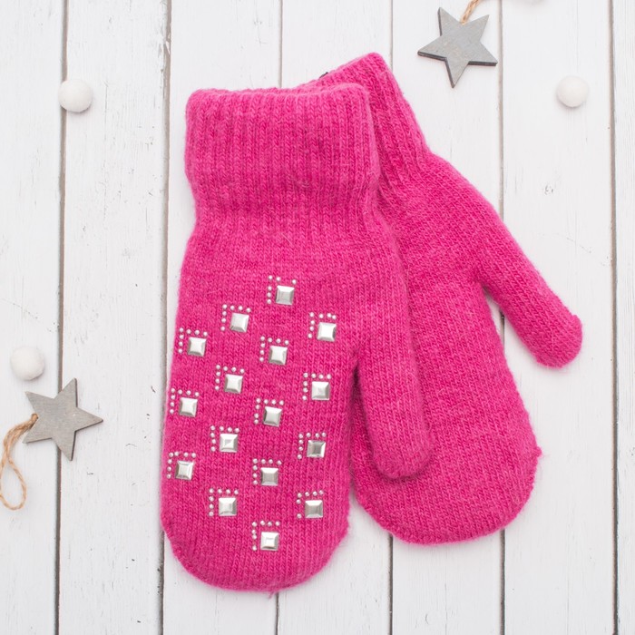 Варежки с подкладом молодёжные "Рукавички", размер 16 (р-р произв. 8), цвет розовый 58709