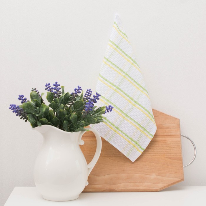 Вафельное полотенце "Spany home Care" 30х50 см, цвет салатовый/жёлтый