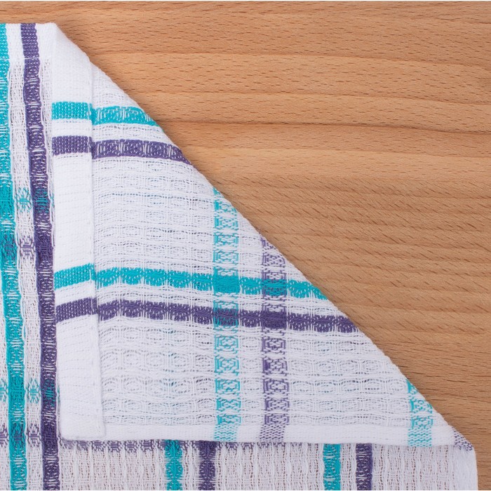 Вафельное полотенце "Spany home Care" 30х50 см, цвет бирюзовый/сиреневый