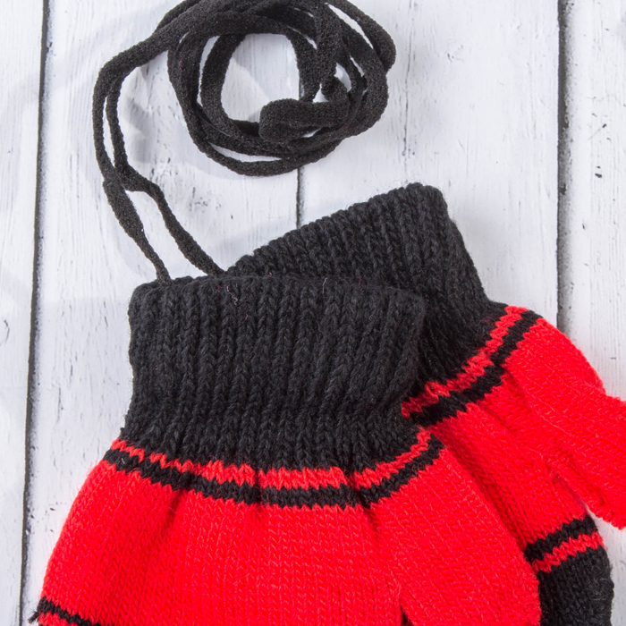 Варежки с подкладом детские "Танечка", размер 12 (р-р произв. 6), цвет красный/чёрный 58874