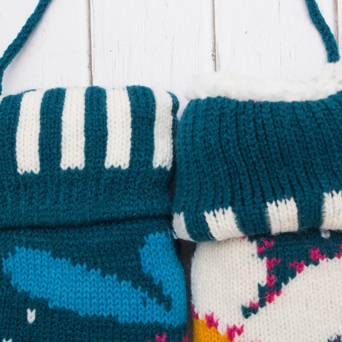 Варежки с подкладом молодёжные "Ромашка", размер 18 (р-р произв. 9), цвет тёмно-бирюзовый 53905