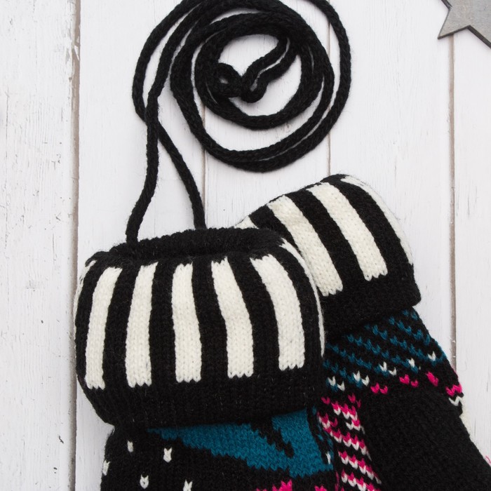 Варежки с подкладом молодёжные "Ромашка", размер 18 (р-р произв. 9), цвет чёрный 53905