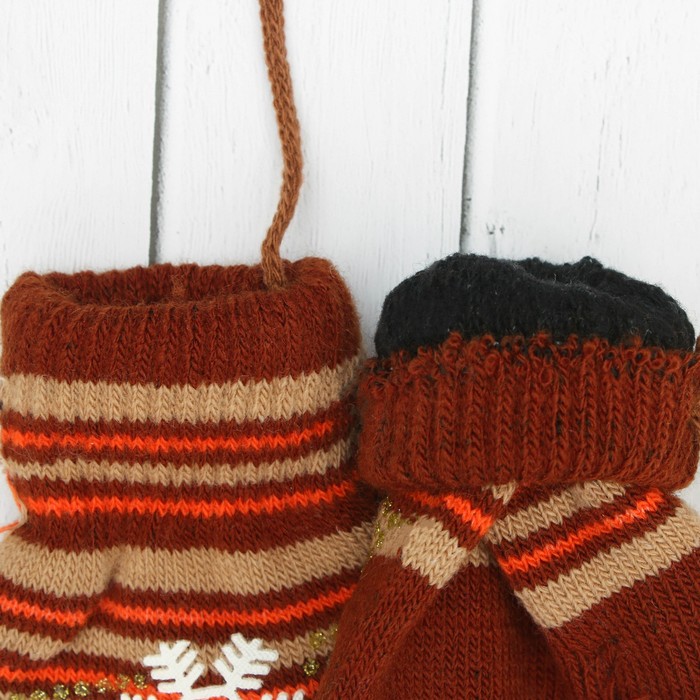 Варежки детские "Снегопад", размер 16 (р-р произв. 8), цвет светло-коричневый 65401