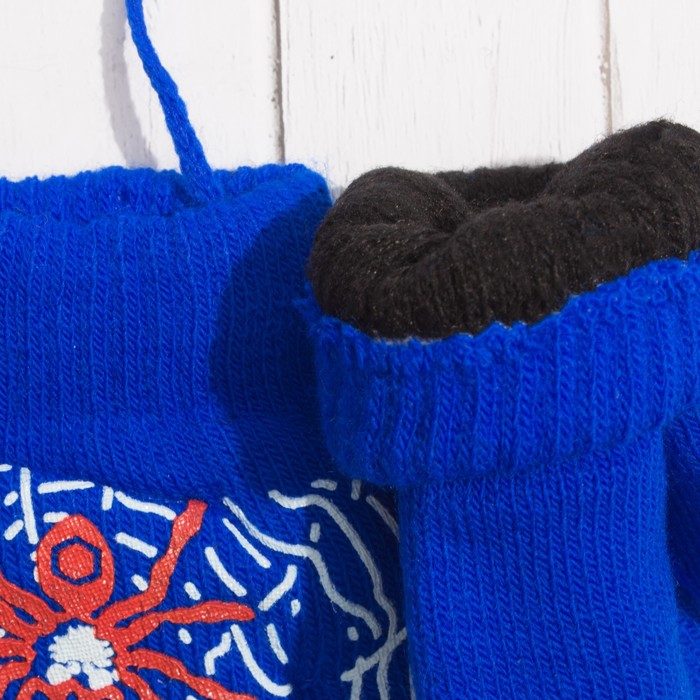 Варежки с подкладом детские "Паучок", размер 14 (р-р произв. 7), цвет синий 58895