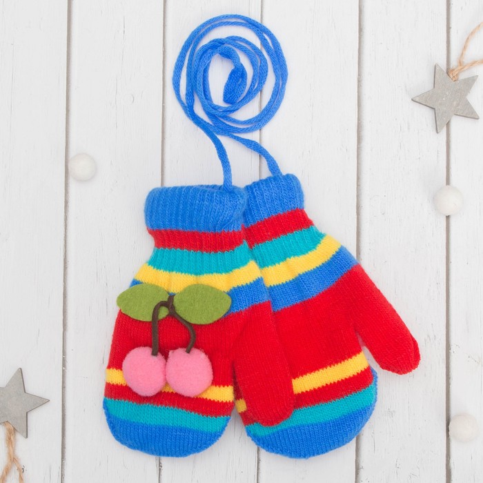 Варежки детские "Вишенка", размер 16 (р-р произв. 8), цвет синий 65494