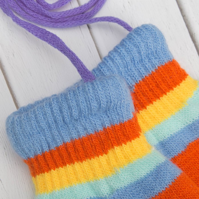 Варежки детские "Пуговка", размер 16 (р-р произв. 8), цвет кирпичный/голубой 65493