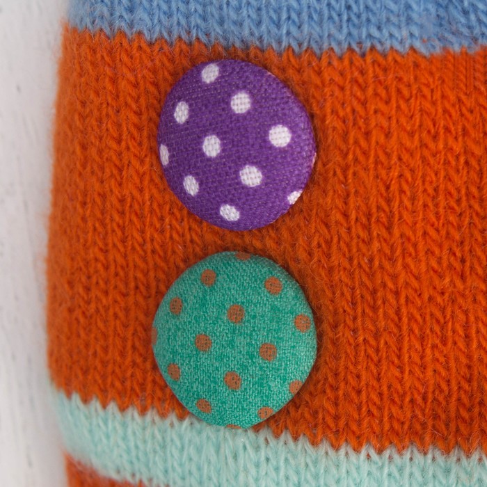 Варежки детские "Пуговка", размер 16 (р-р произв. 8), цвет кирпичный/голубой 65493