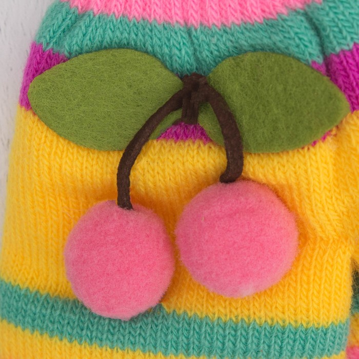 Варежки детские "Вишенка", размер 16 (р-р произв. 8), цвет розовый 65494