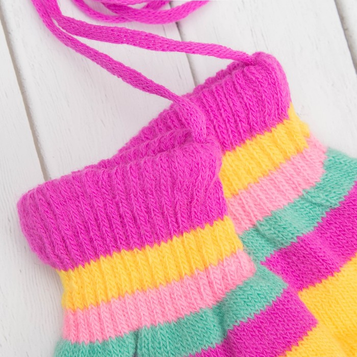 Варежки детские "Пуговка", размер 16 (р-р произв. 8), цвет лиловый/жёлтый 65493