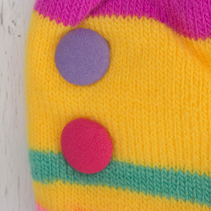 Варежки детские "Пуговка", размер 16 (р-р произв. 8), цвет лиловый/жёлтый 65493