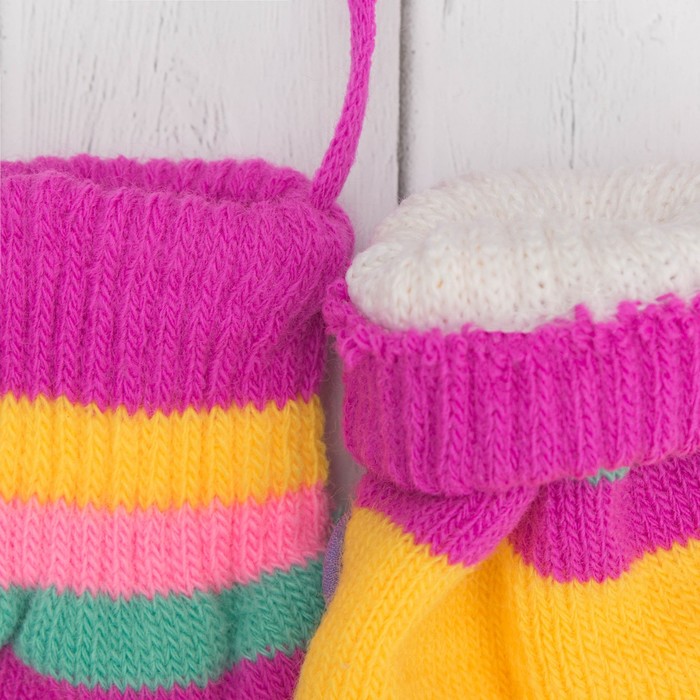 Варежки детские "Пуговка", размер 16 (р-р произв. 8), цвет лиловый/жёлтый 65493