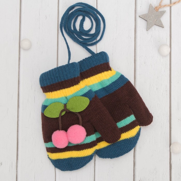 Варежки детские "Вишенка", размер 16 (р-р произв. 8), цвет тёмно-синий 65494