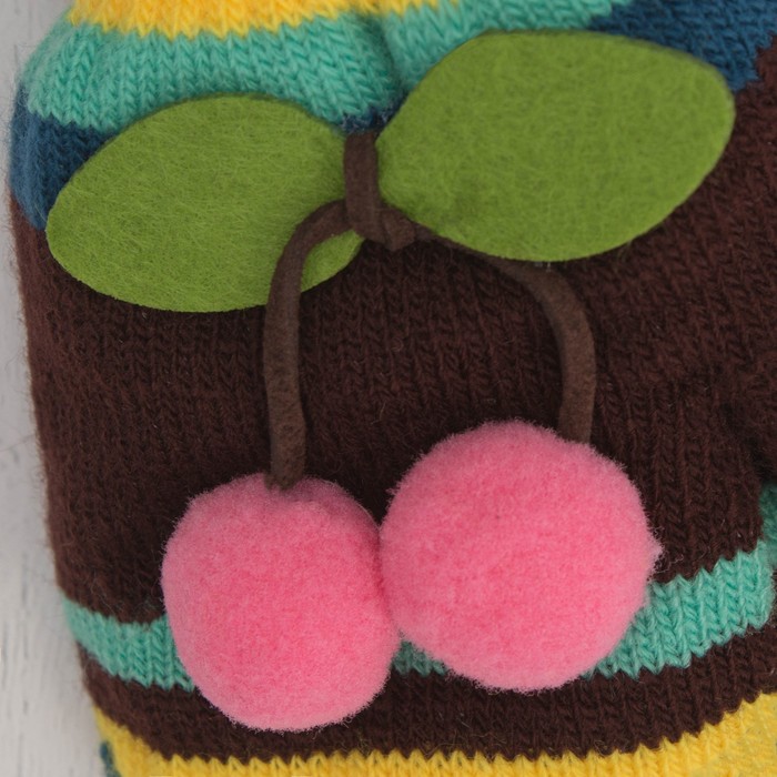 Варежки детские "Вишенка", размер 16 (р-р произв. 8), цвет тёмно-синий 65494