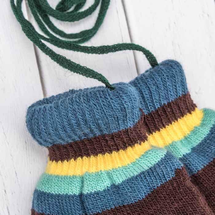 Варежки детские "Пуговка", размер 16 (р-р произв. 8), цвет синий/коричневый 65493