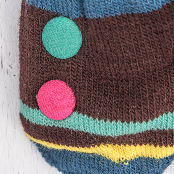 Варежки детские "Пуговка", размер 16 (р-р произв. 8), цвет синий/коричневый 65493