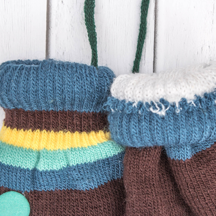 Варежки детские "Пуговка", размер 16 (р-р произв. 8), цвет синий/коричневый 65493