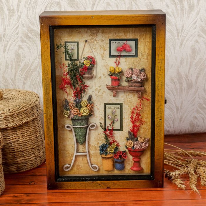 Ключница дерево 6 крючков "Дивный сад" 30х20х7 см