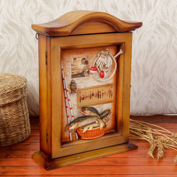 Ключница дерево 6 крючков "Хороший улов" 28,5х20,5х6,7 см