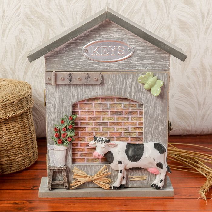 Ключница дерево 6 крючков "Сельская жизнь" 26,5х19х6,5 см