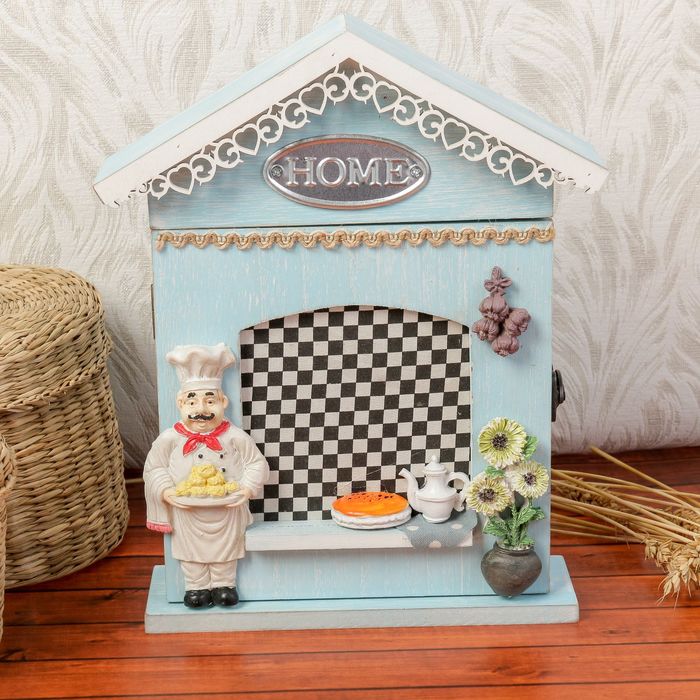 Ключница дерево 6 крючков "Повар-кондитер" 26,5х19х6,5 см