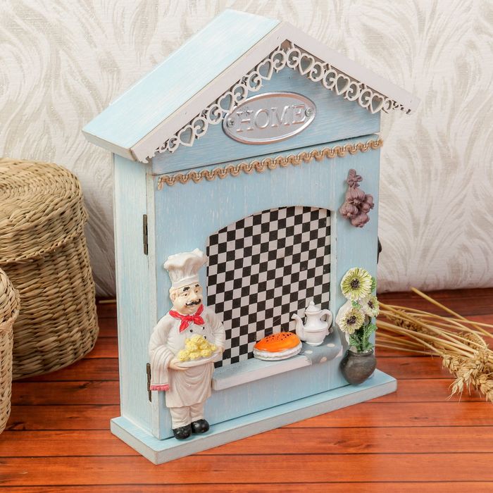 Ключница дерево 6 крючков "Повар-кондитер" 26,5х19х6,5 см