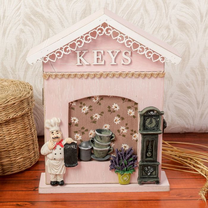 Ключница дерево 6 крючков "Повар" 26,5х19х6,5 см