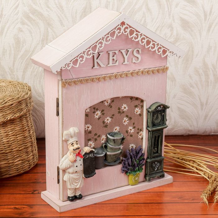 Ключница дерево 6 крючков "Повар" 26,5х19х6,5 см