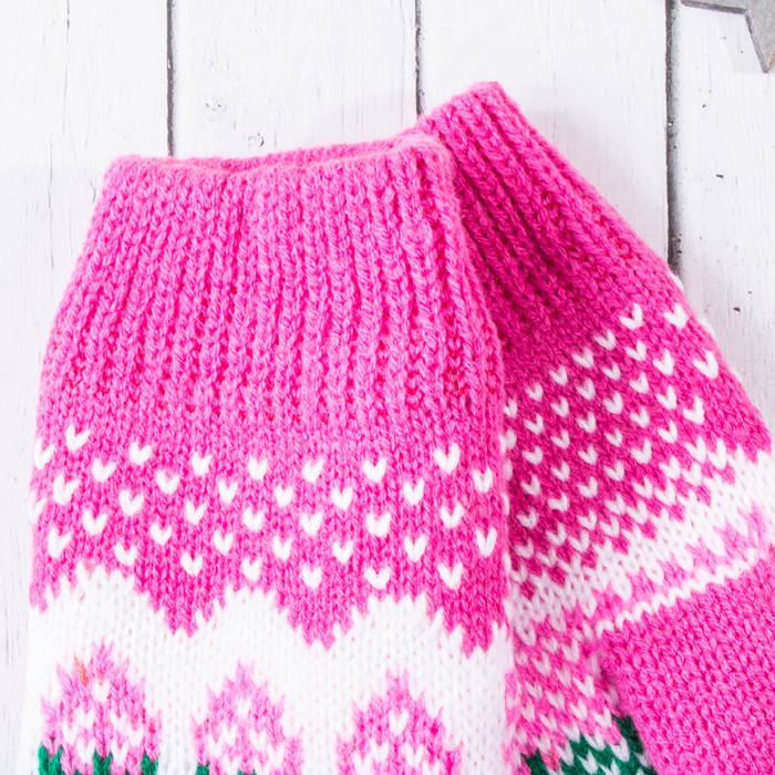 Варежки женские "Клубничка", размер 20 (р-р произв. 10), цвет фуксия 65490