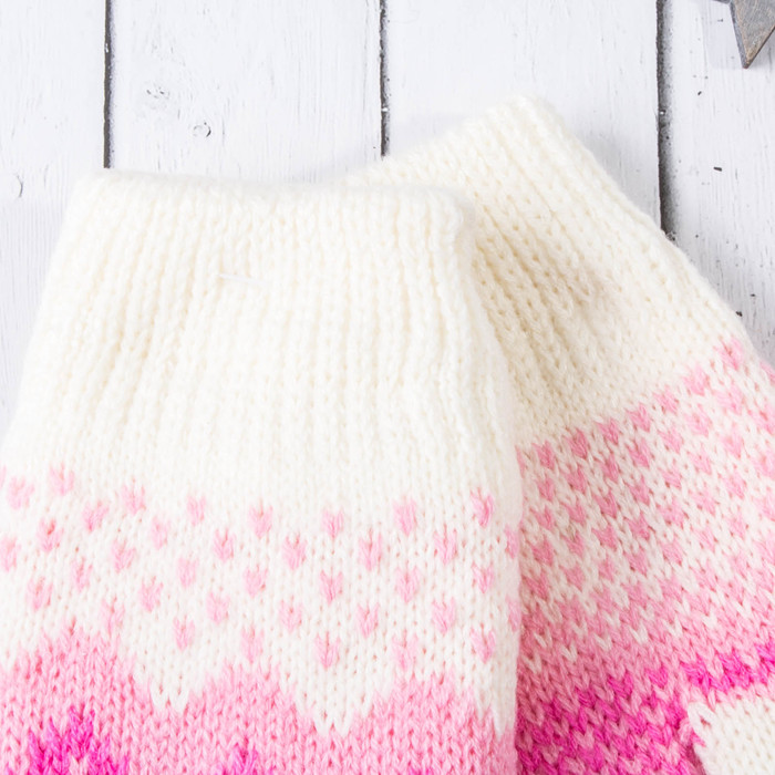 Варежки женские "Клубничка", размер 20 (р-р произв. 10), цвет белый 65490