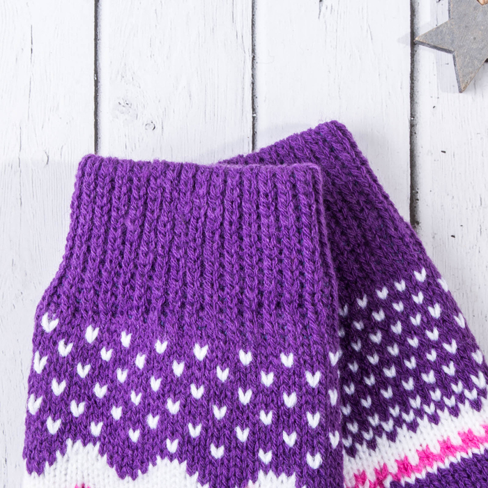 Варежки женские "Клубничка", размер 20 (р-р произв. 10), цвет фиолетовый 65490